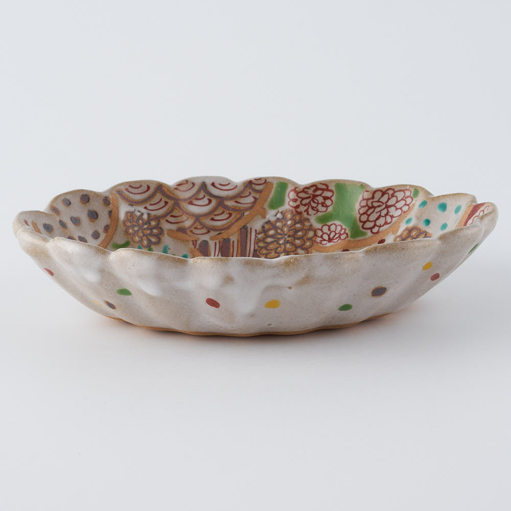 作家　大場紀穂子　サーカスの輪花楕円小鉢