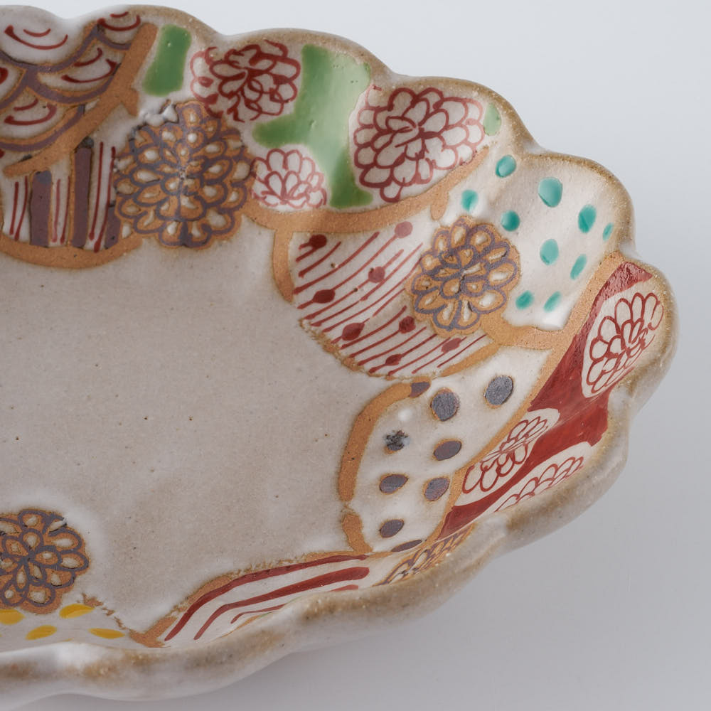 作家　大場紀穂子　サーカスの輪花楕円小鉢