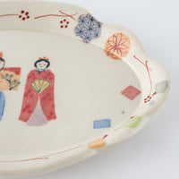 作家　大場紀穂子　ひな祭りの楕円平皿