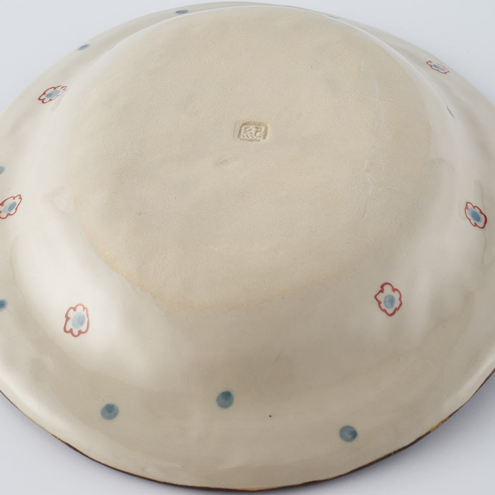 作家　大場紀穂子　江戸猫のリム付楕円皿