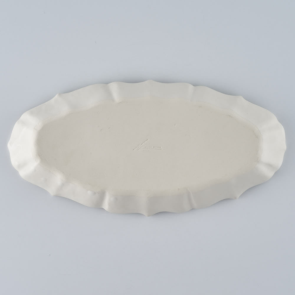 暮縞　フルールシリーズ　オーバル深皿　白