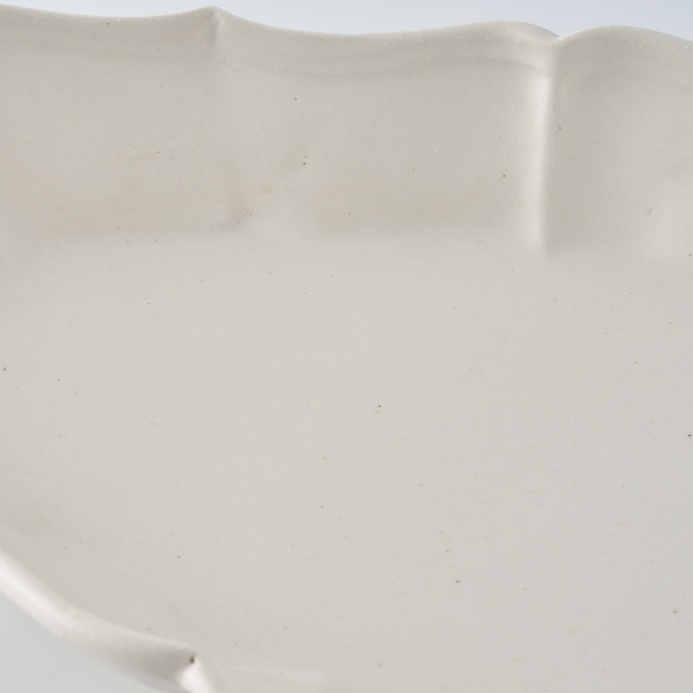 暮縞　フルールシリーズ　オーバル深皿　白