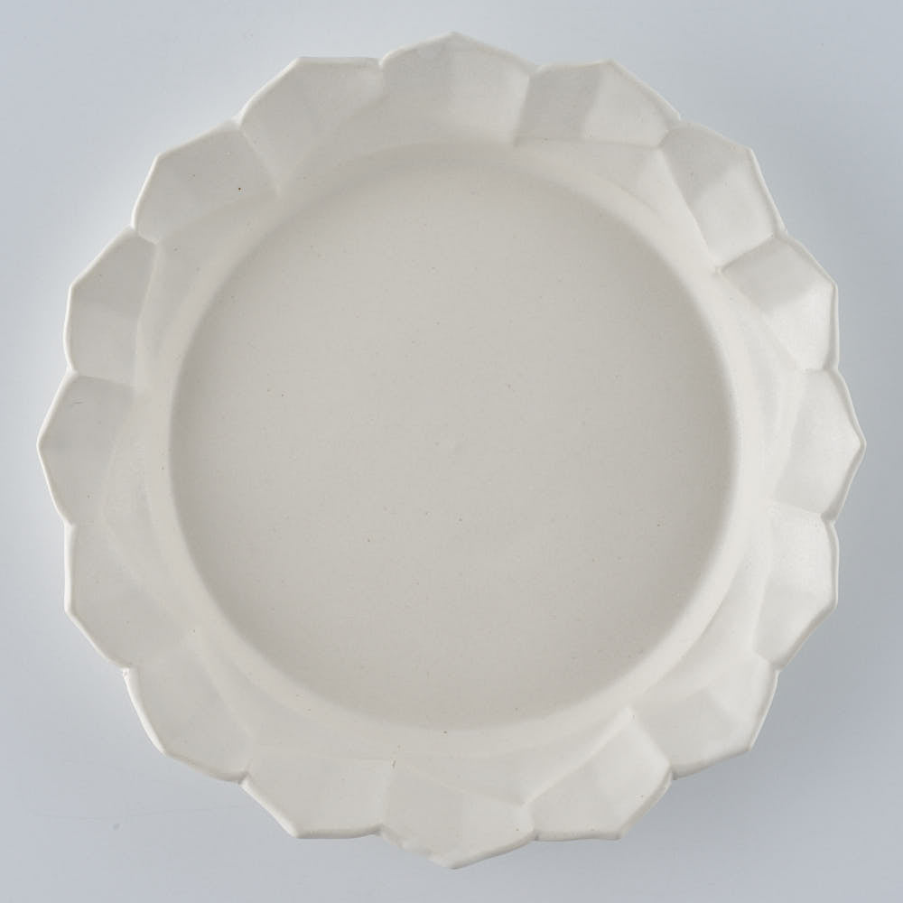 暮縞　フルールシリーズ　蓮花皿　白