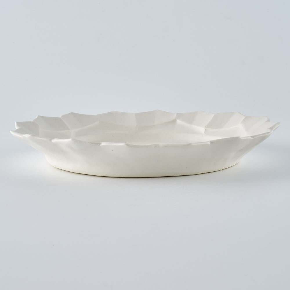 暮縞　フルールシリーズ　蓮花皿　白
