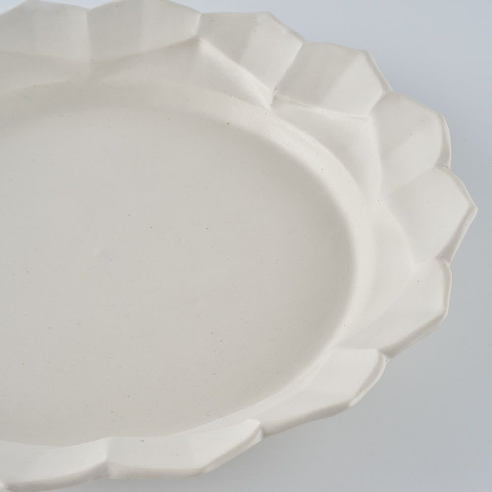 暮縞　フルールシリーズ　蓮花皿　白