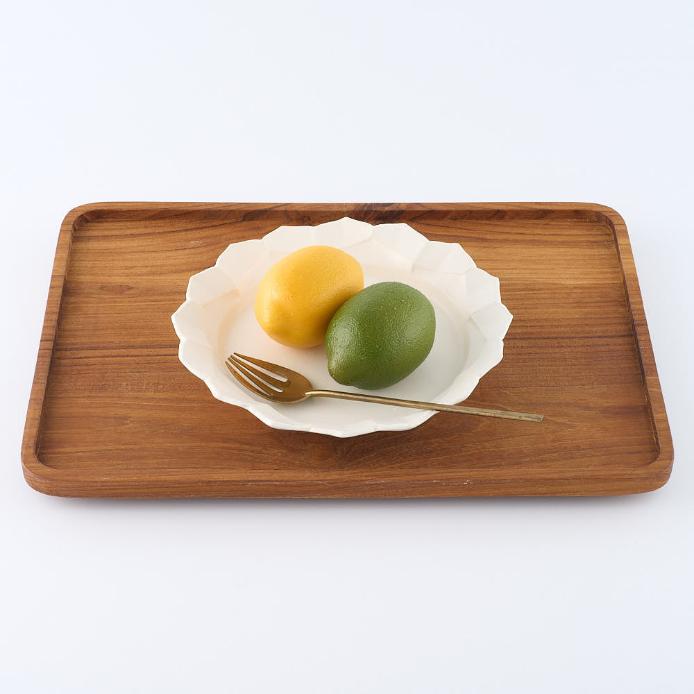 暮縞　フルールシリーズ　蓮花皿　白