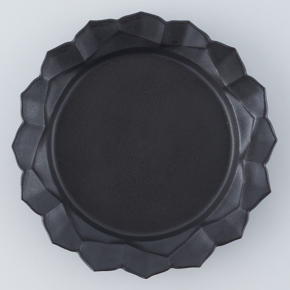 暮縞　フルールシリーズ　蓮花皿　黒