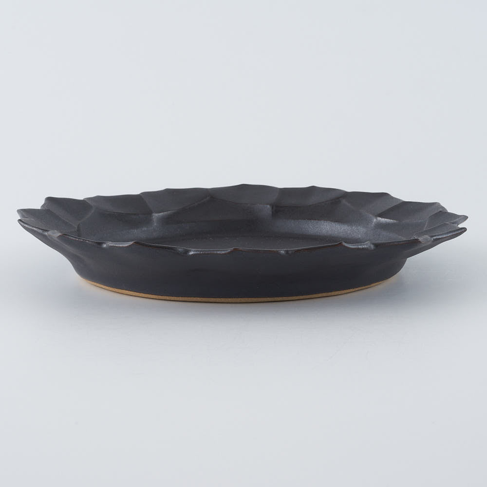 暮縞　フルールシリーズ　蓮花皿　黒