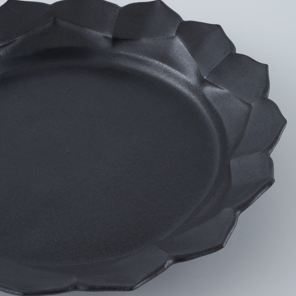 暮縞　フルールシリーズ　蓮花皿　黒