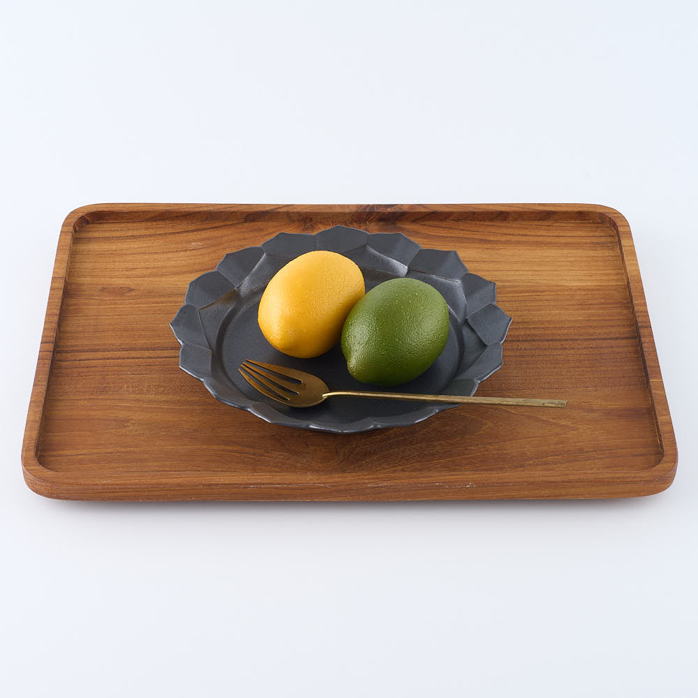 暮縞　フルールシリーズ　蓮花皿　黒