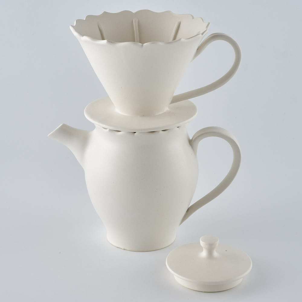 暮縞　フルールシリーズ　コーヒードリッパー＆サーバーA　白