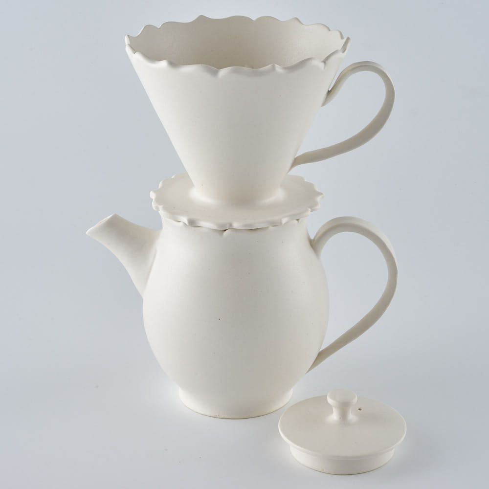 暮縞　フルールシリーズ　コーヒードリッパー＆サーバーB　白