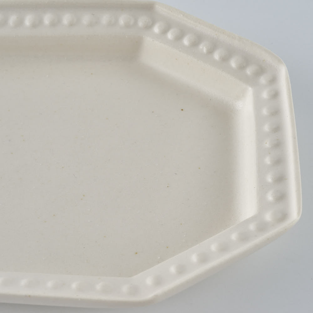 暮縞　ドットシリーズ　八角ドットリム長方形豆皿　白
