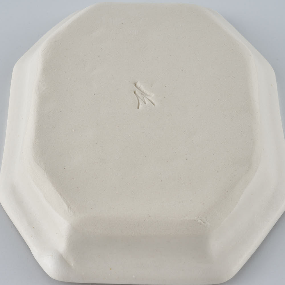 暮縞　ドットシリーズ　八角ドットリム長方形豆皿　白