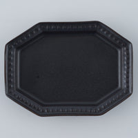 暮縞　ドットシリーズ　八角ドットリム長方形豆皿　黒