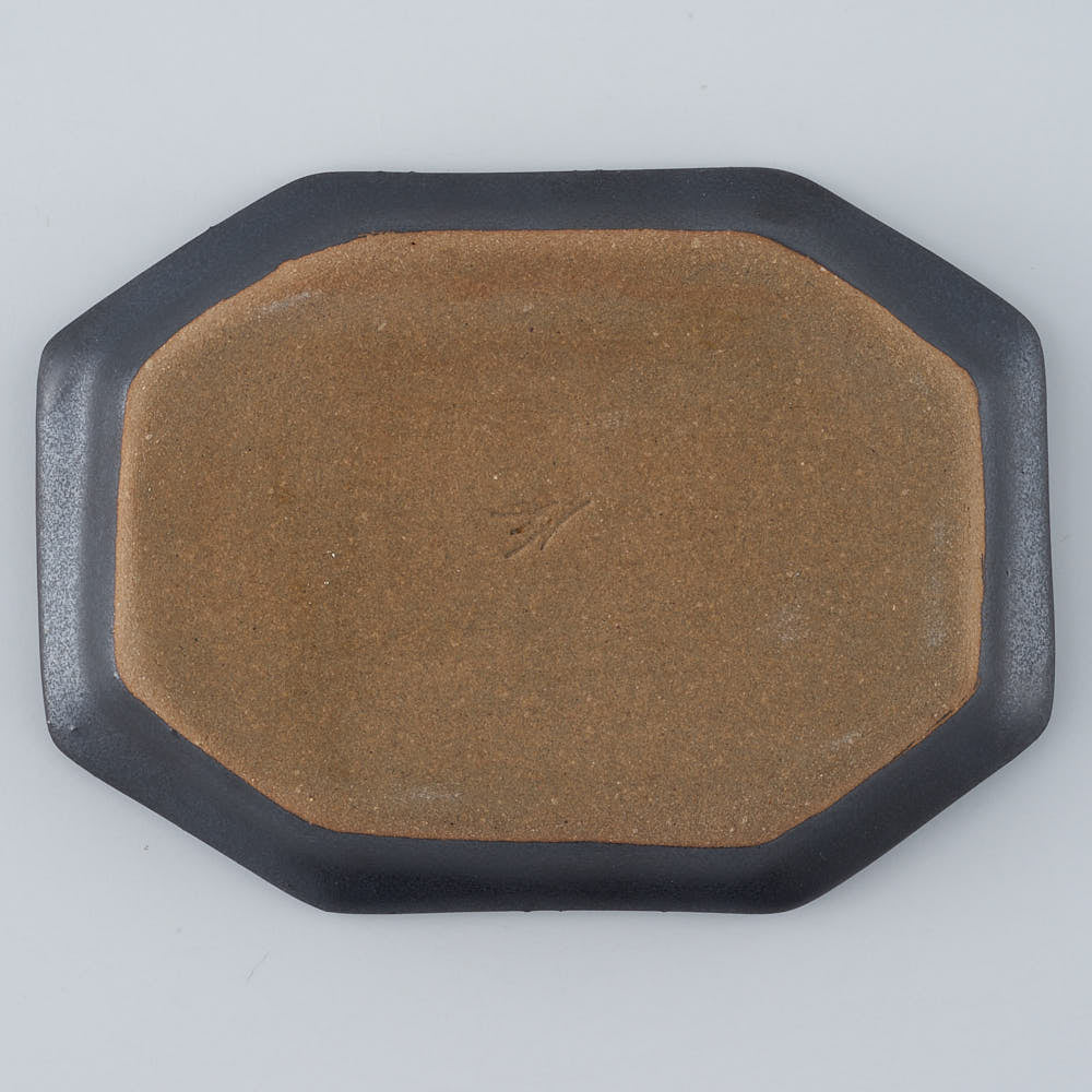 暮縞　ドットシリーズ　八角ドットリム長方形豆皿　黒