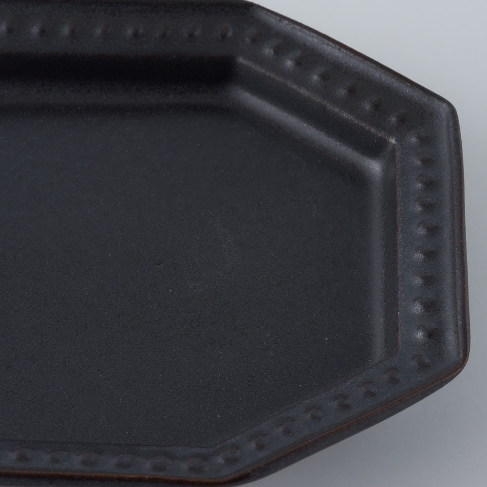 暮縞　ドットシリーズ　八角ドットリム長方形豆皿　黒