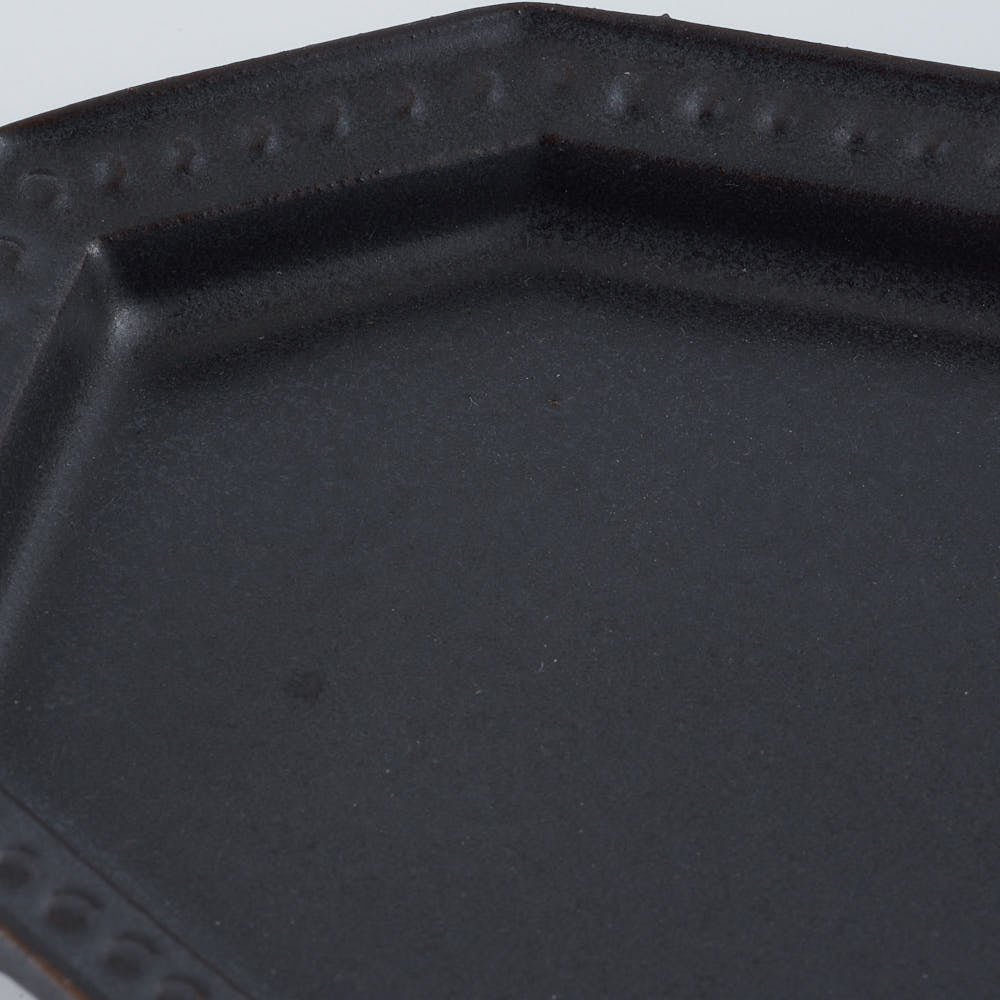 暮縞　ドットシリーズ　八角ドットリム長方形豆皿　黒