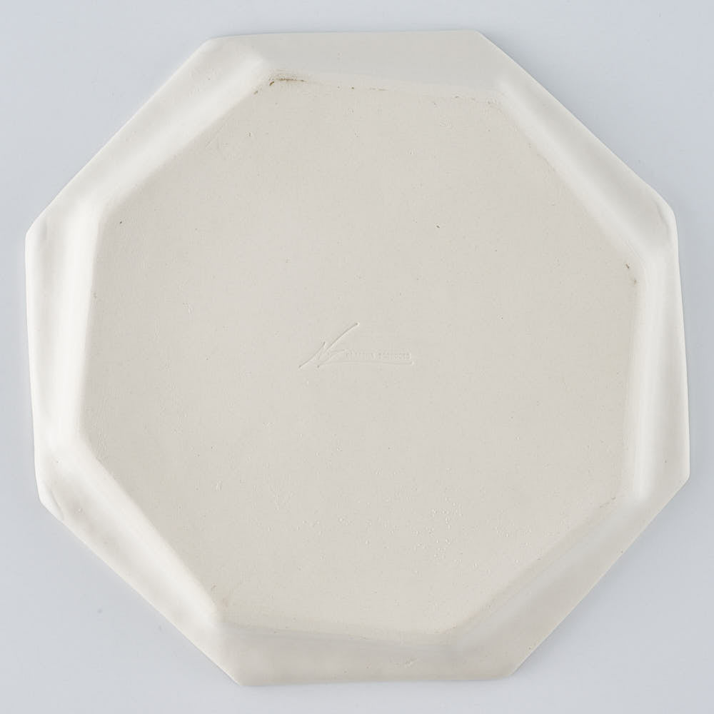 暮縞　ドットシリーズ　八角スパイラルドット中皿　白