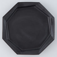 暮縞　ドットシリーズ　八角スパイラルドット中皿　黒