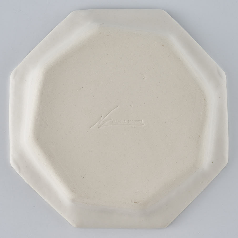 暮縞　ドットシリーズ　八角スパイラルドット小皿　白
