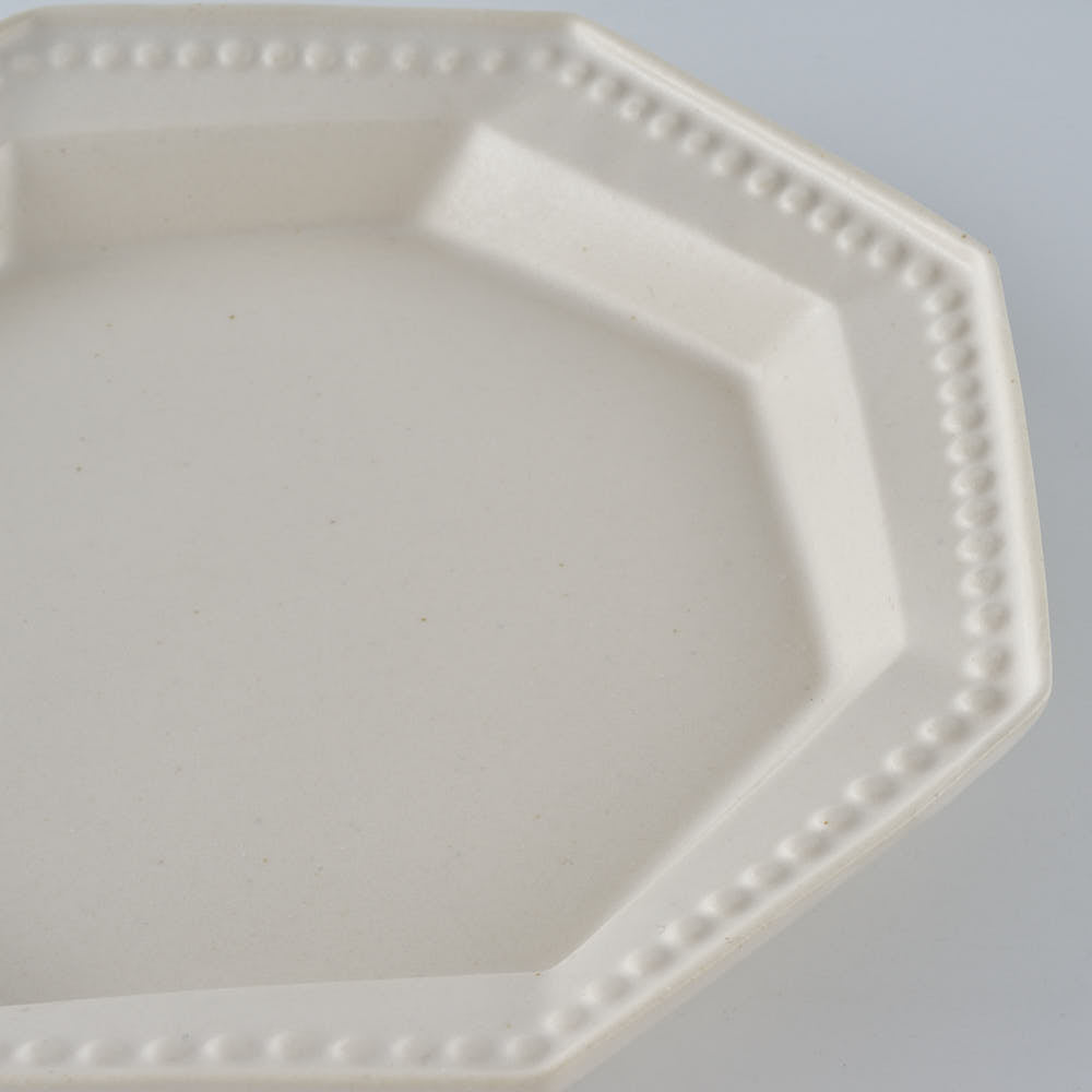 暮縞　ドットシリーズ　八角スパイラルドット小皿　白