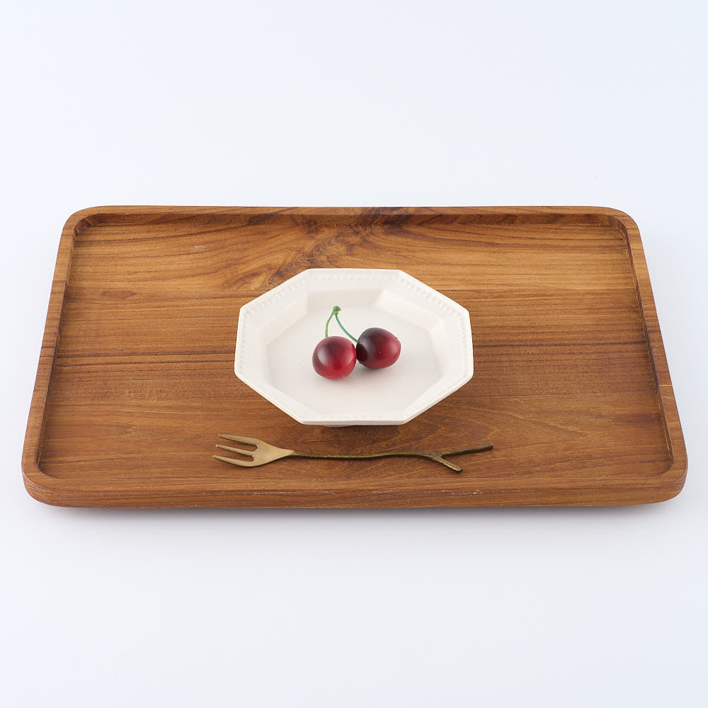 暮縞　ドットシリーズ　八角スパイラルドット小皿　白