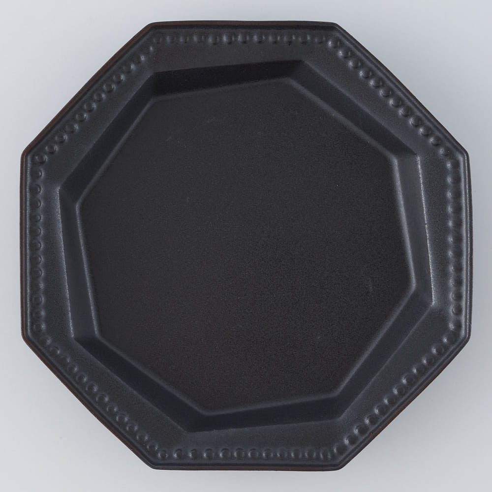 暮縞　ドットシリーズ　八角スパイラルドット小皿　黒