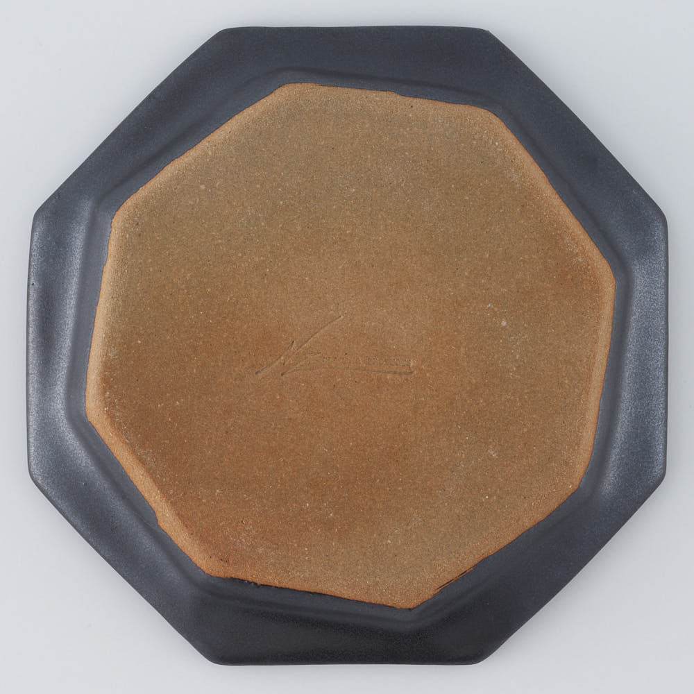 暮縞　ドットシリーズ　八角スパイラルドット小皿　黒