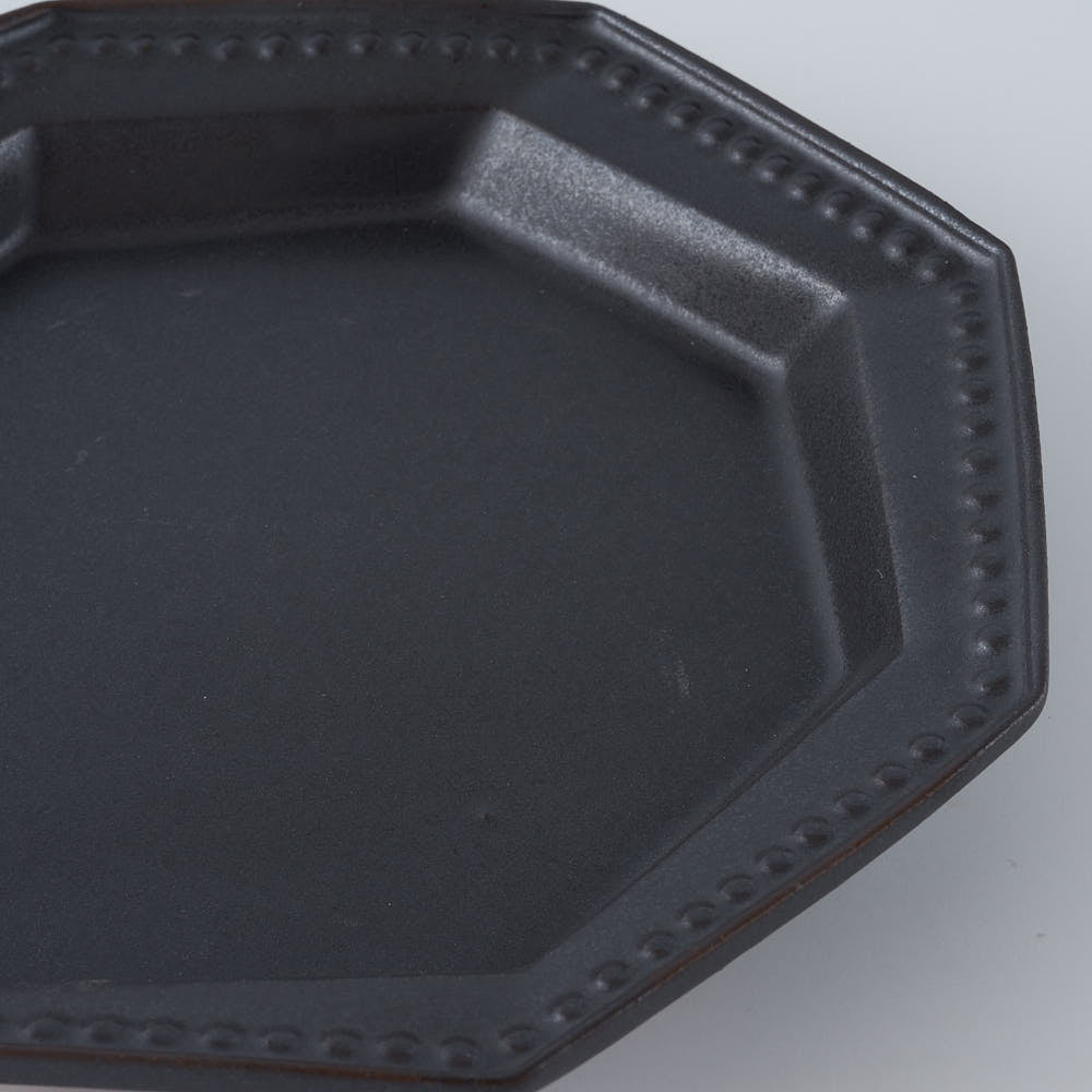 暮縞　ドットシリーズ　八角スパイラルドット小皿　黒