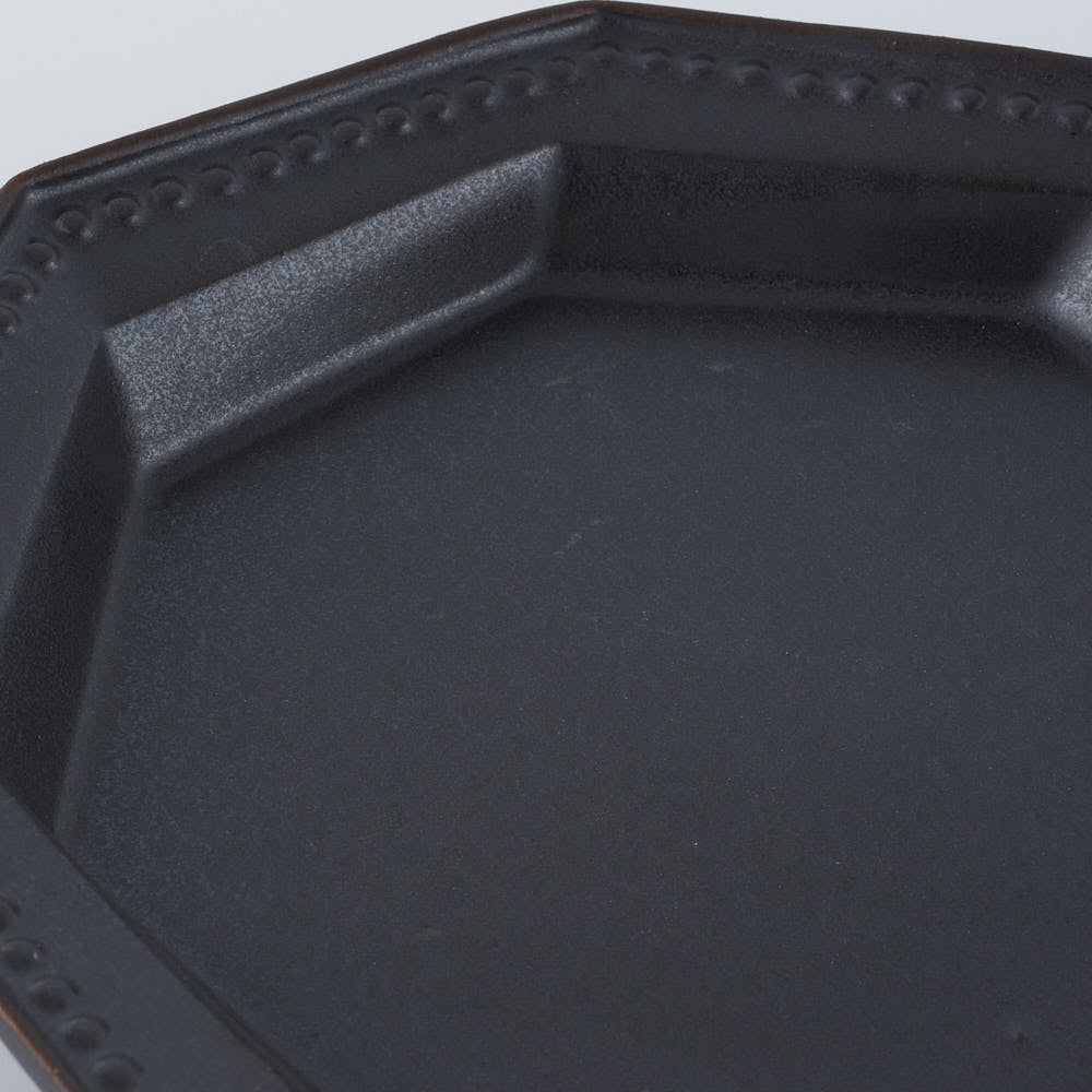 暮縞　ドットシリーズ　八角スパイラルドット小皿　黒