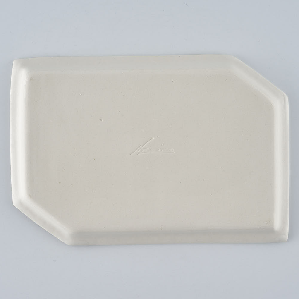 暮縞　ドットシリーズ　ドット隅切り皿　白