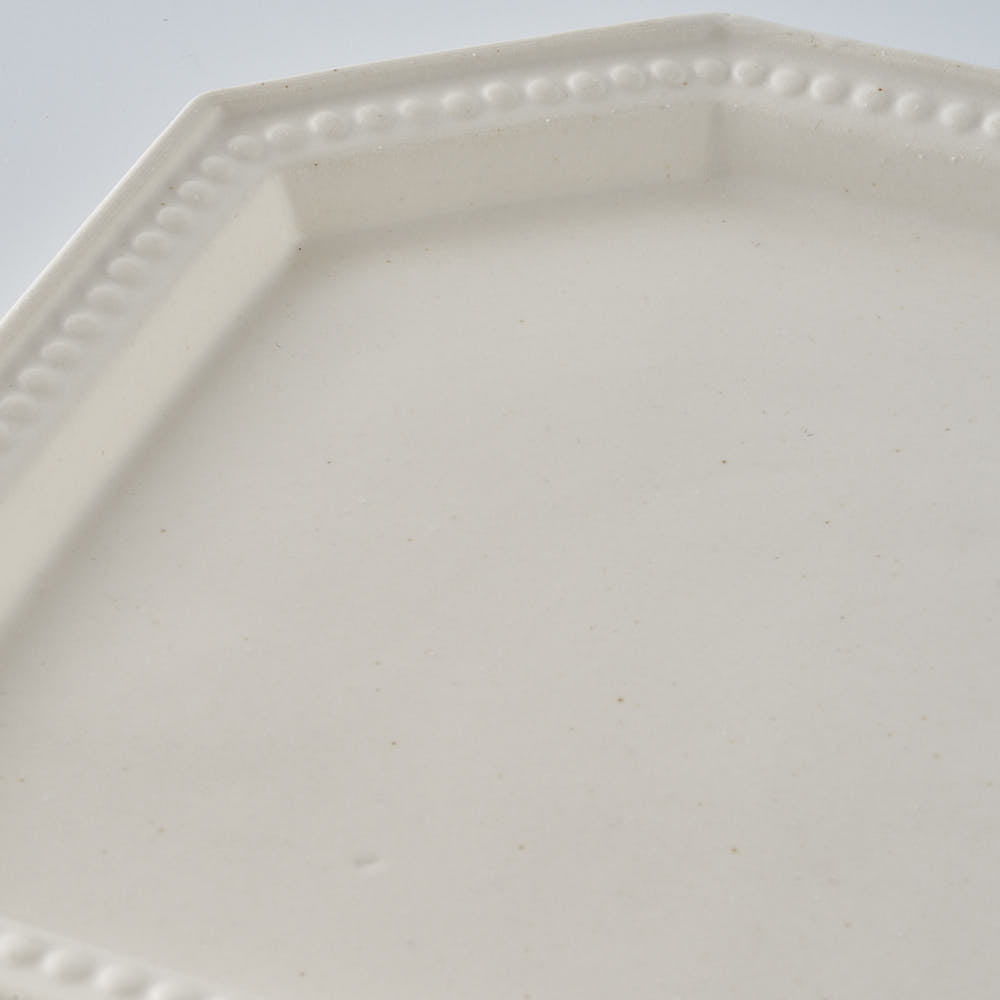 暮縞　ドットシリーズ　ドット隅切り皿　白