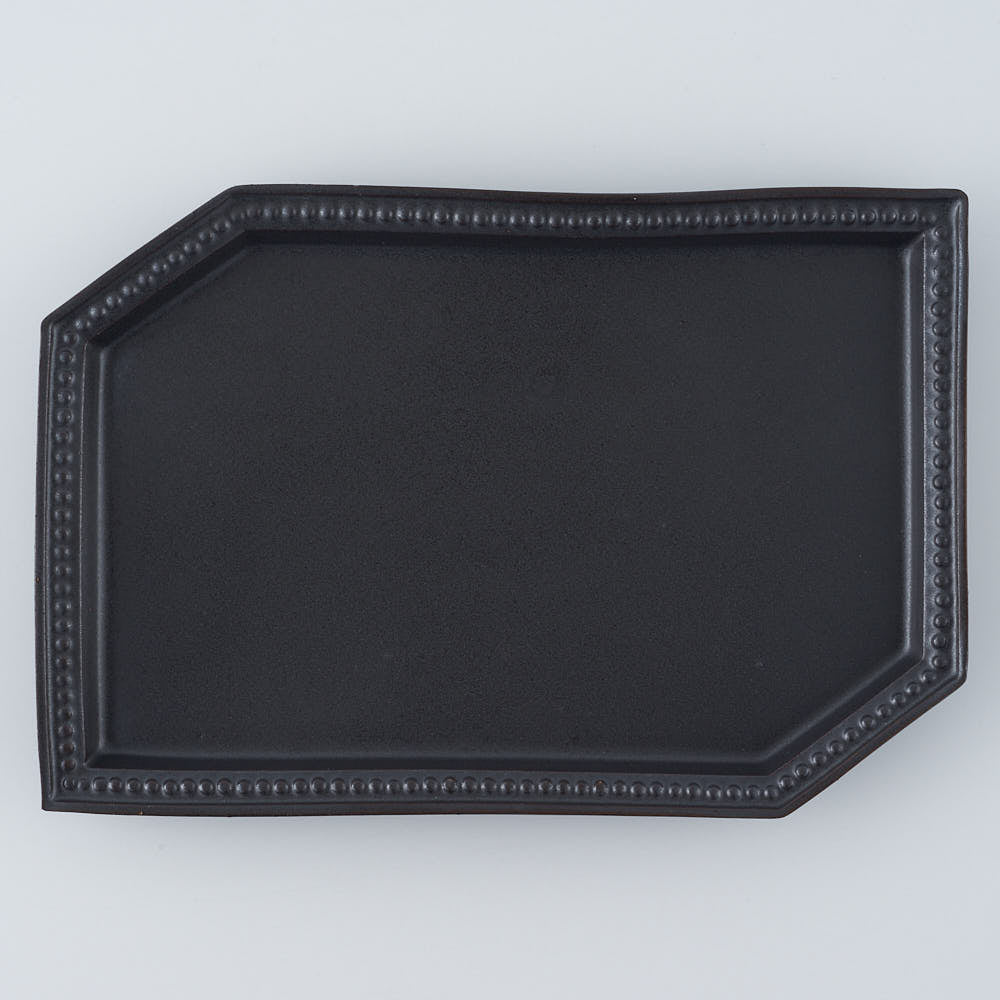 暮縞　ドットシリーズ　ドット隅切り皿　黒