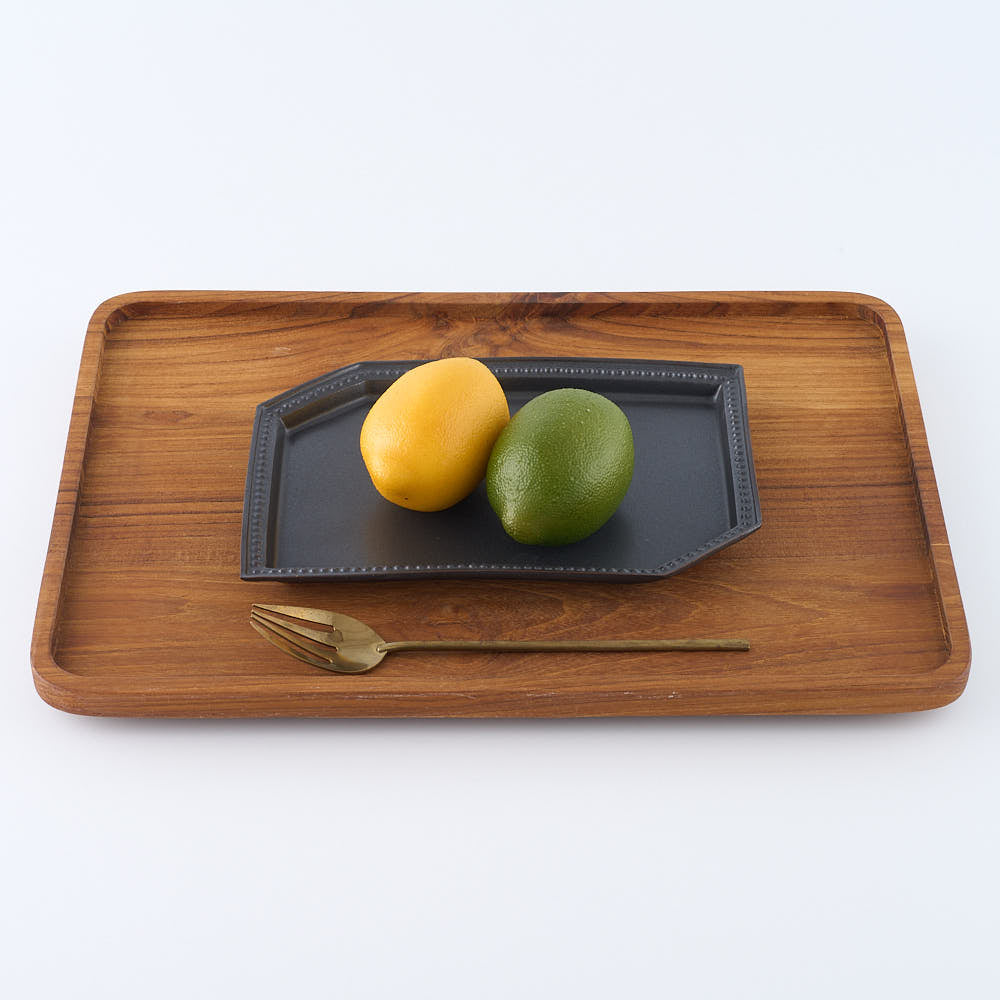 暮縞　ドットシリーズ　ドット隅切り皿　黒