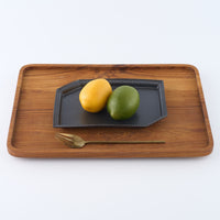 暮縞　ドットシリーズ　ドット隅切り皿　黒