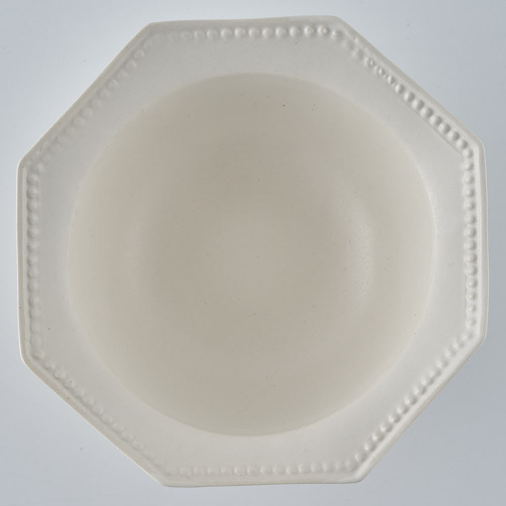 暮縞　ドットシリーズ　八角ドットリムボウル　白