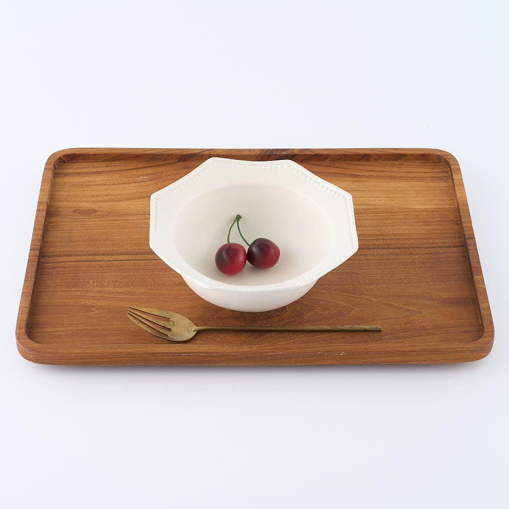 暮縞　ドットシリーズ　八角ドットリムボウル　白