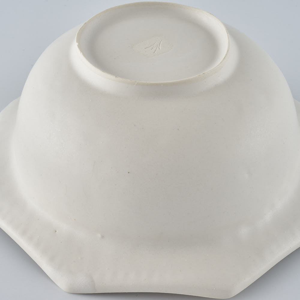 暮縞　ドットシリーズ　八角ドットリムボウル　白