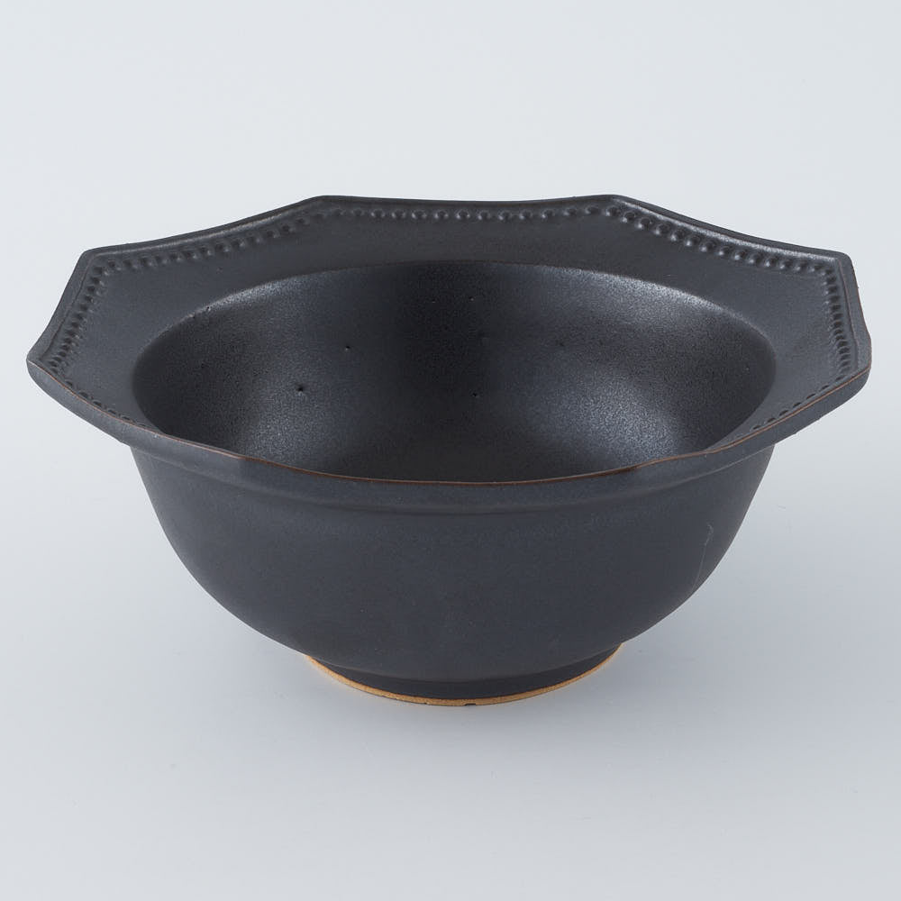 暮縞　ドットシリーズ　八角ドットリムボウル　黒