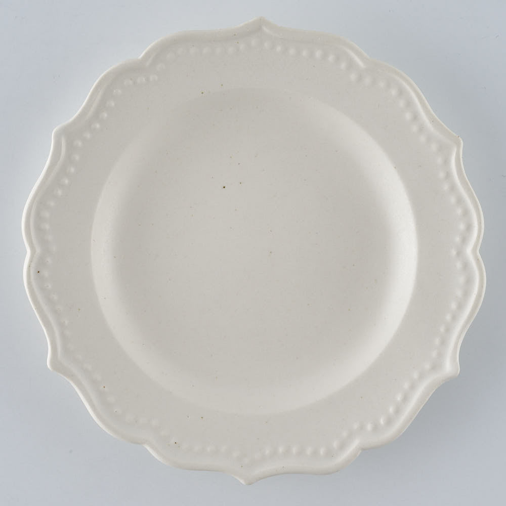 暮縞　ドットシリーズ　フルールドット小皿　白