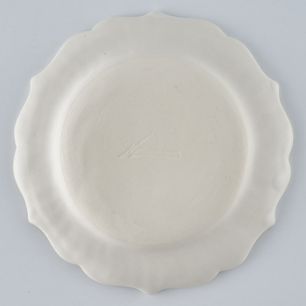 暮縞　ドットシリーズ　フルールドット小皿　白