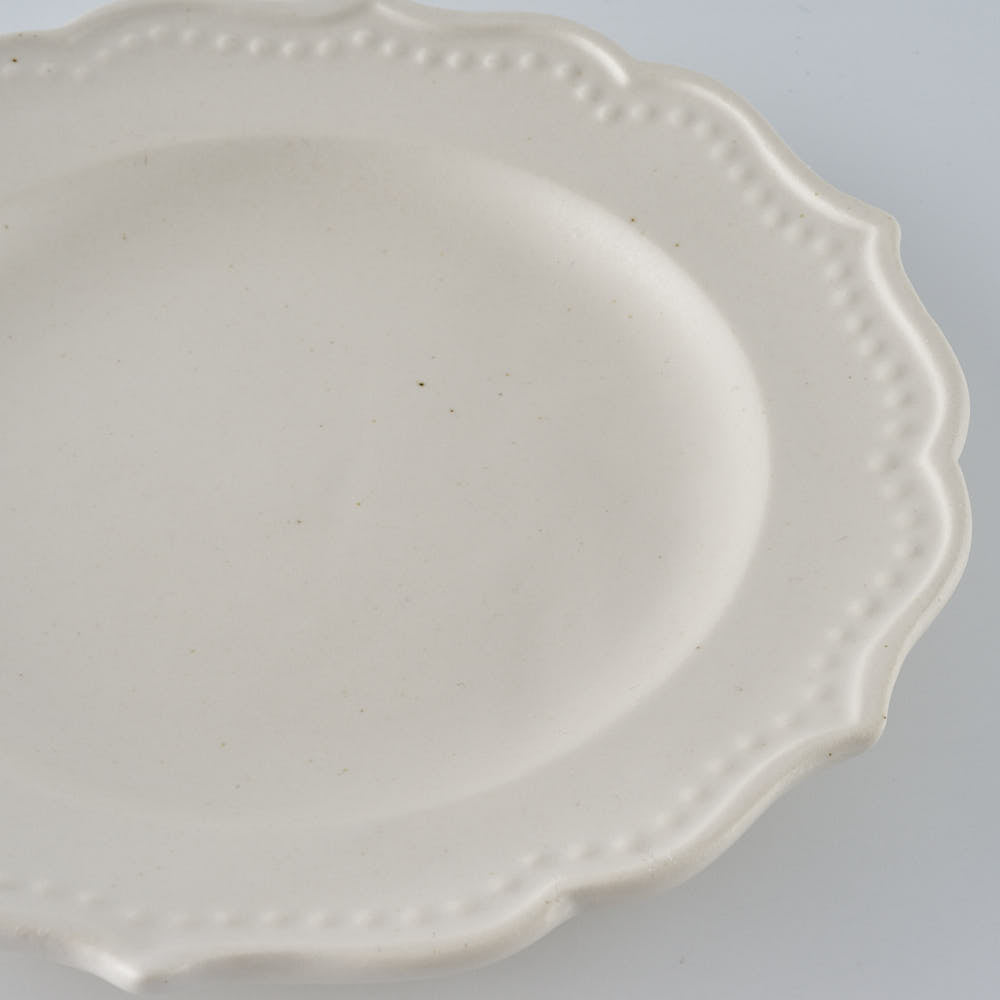 暮縞　ドットシリーズ　フルールドット小皿　白