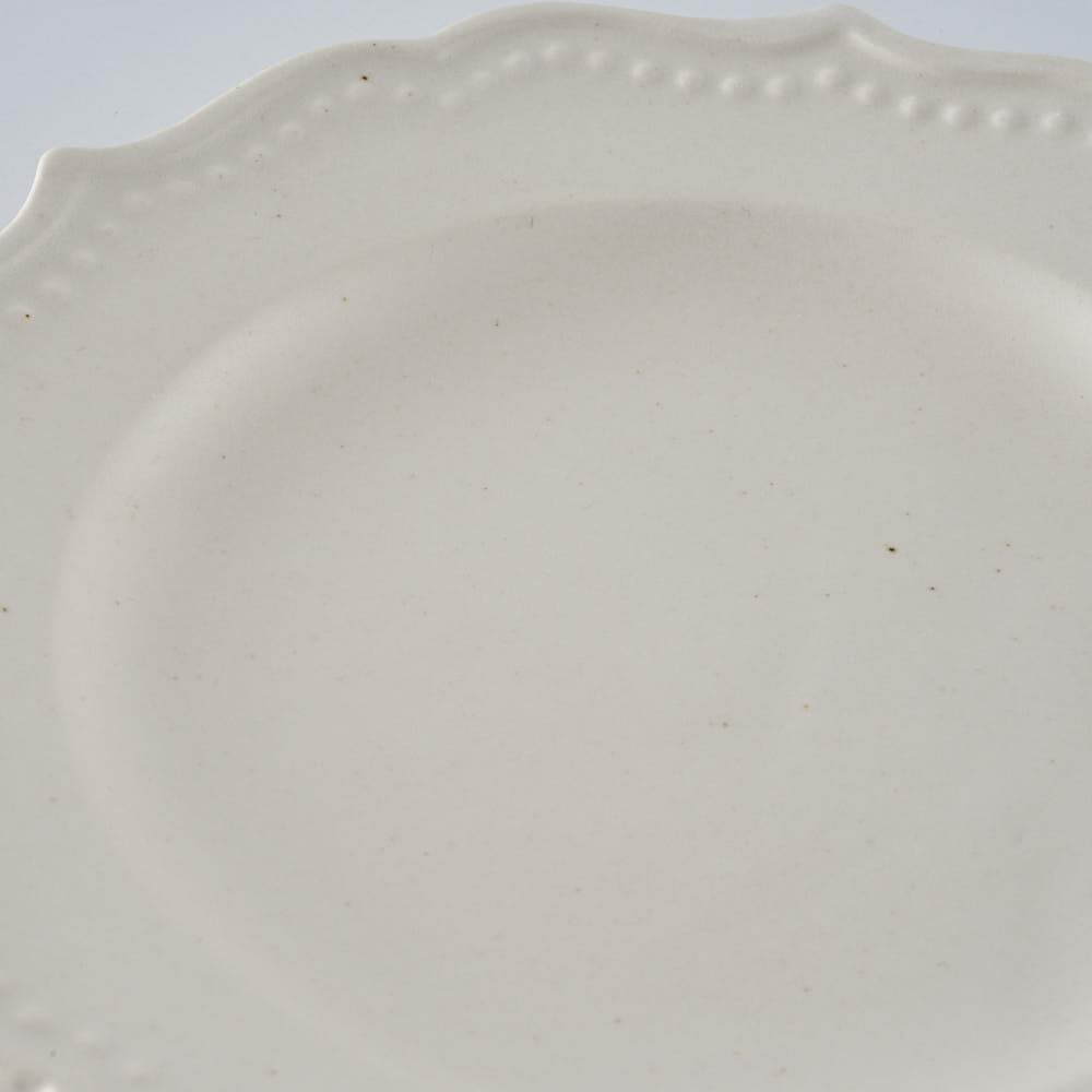 暮縞　ドットシリーズ　フルールドット小皿　白