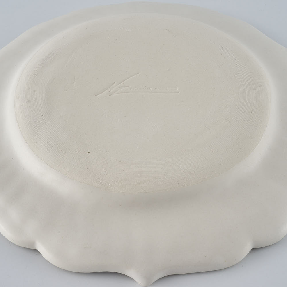 暮縞　ドットシリーズ　フルールドット小皿　白