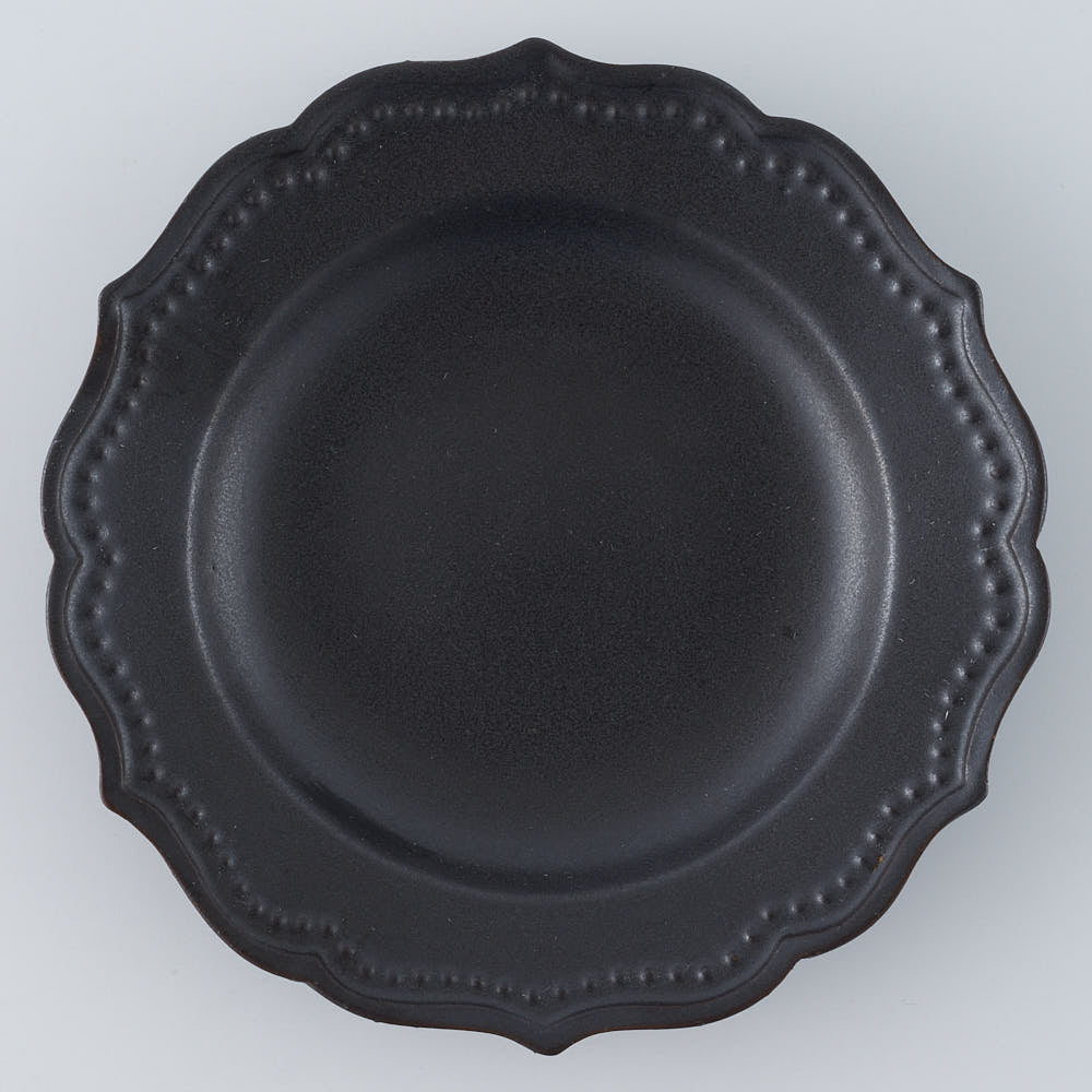 暮縞　ドットシリーズ　フルールドット小皿　黒