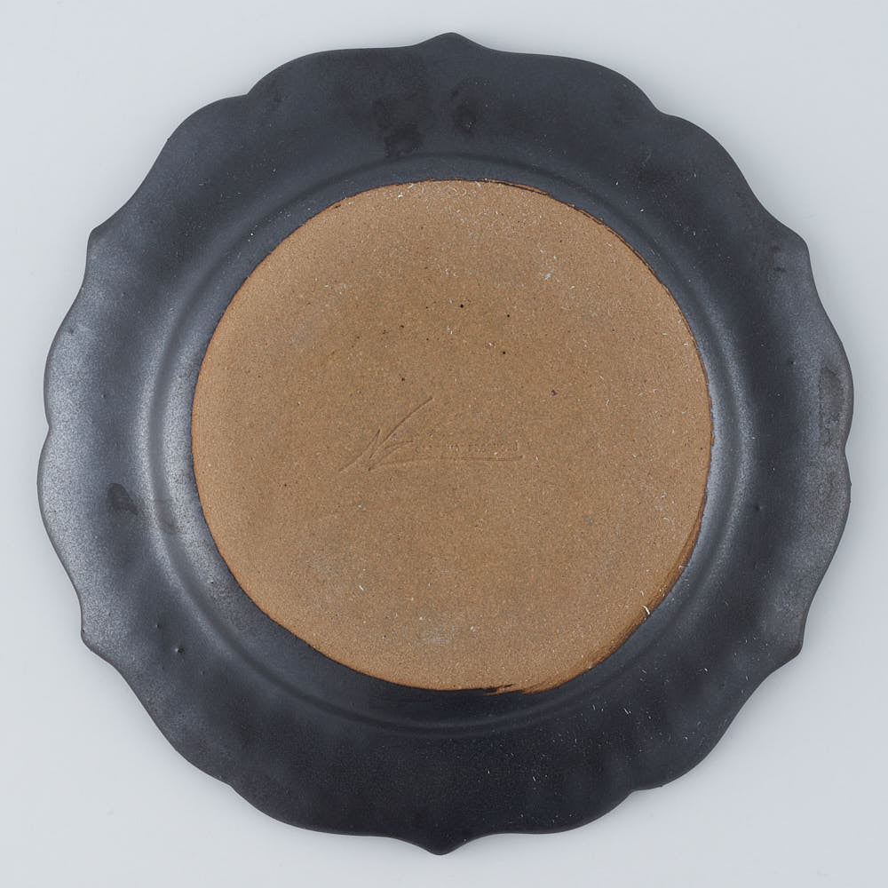 暮縞　ドットシリーズ　フルールドット小皿　黒