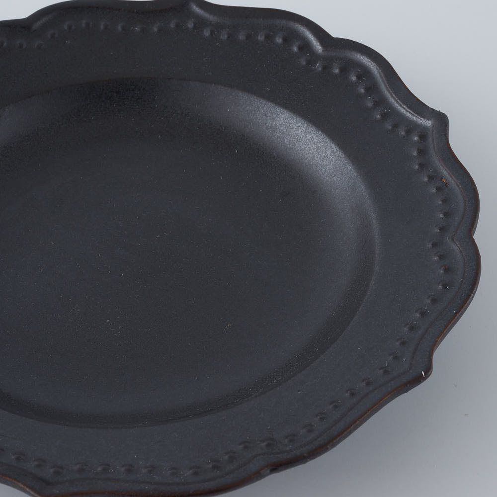 暮縞　ドットシリーズ　フルールドット小皿　黒