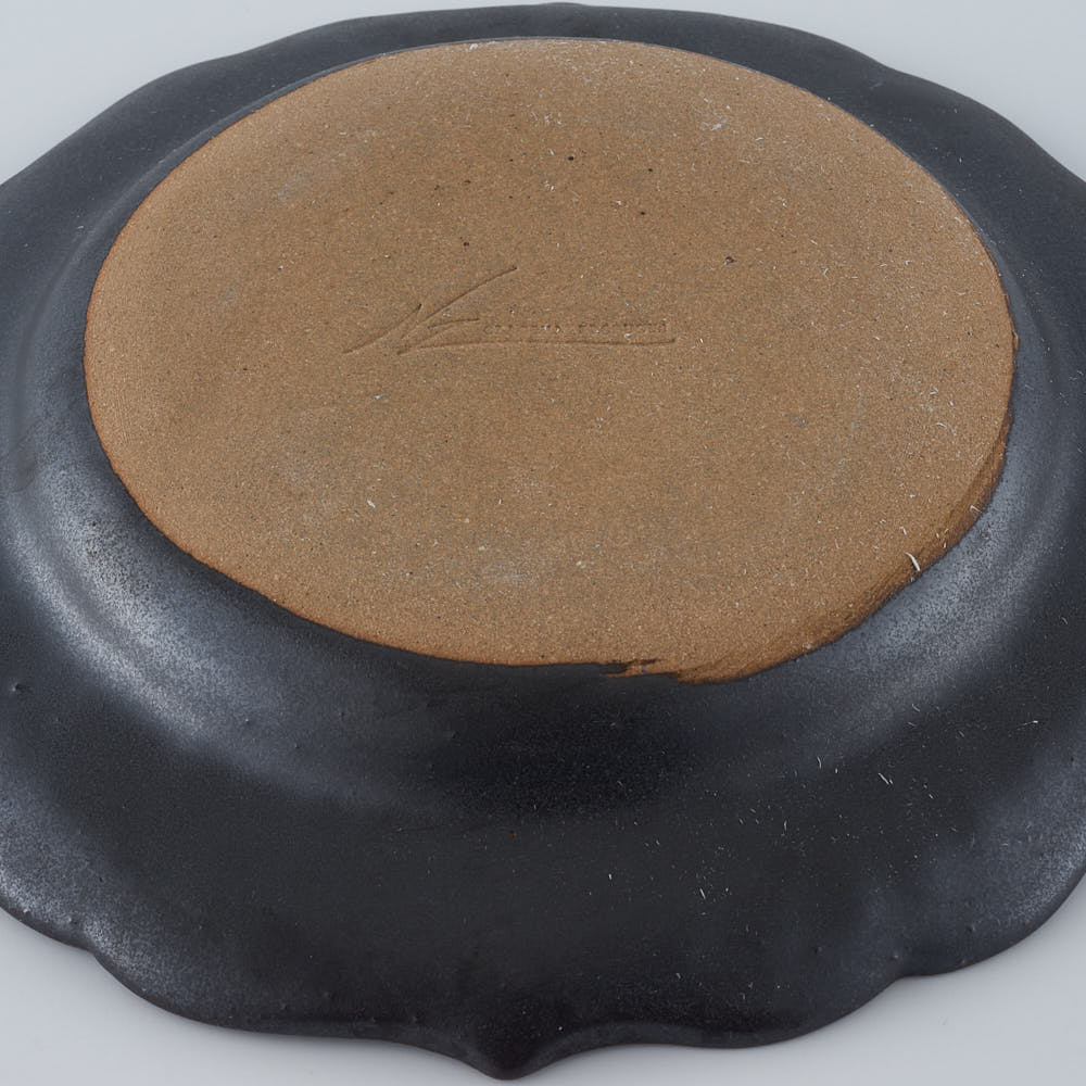 暮縞　ドットシリーズ　フルールドット小皿　黒