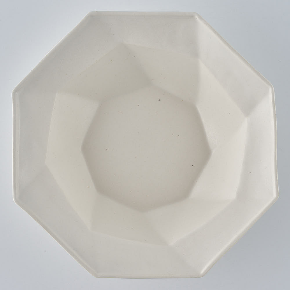 暮縞　八角シリーズ　八角スパイラル皿　白
